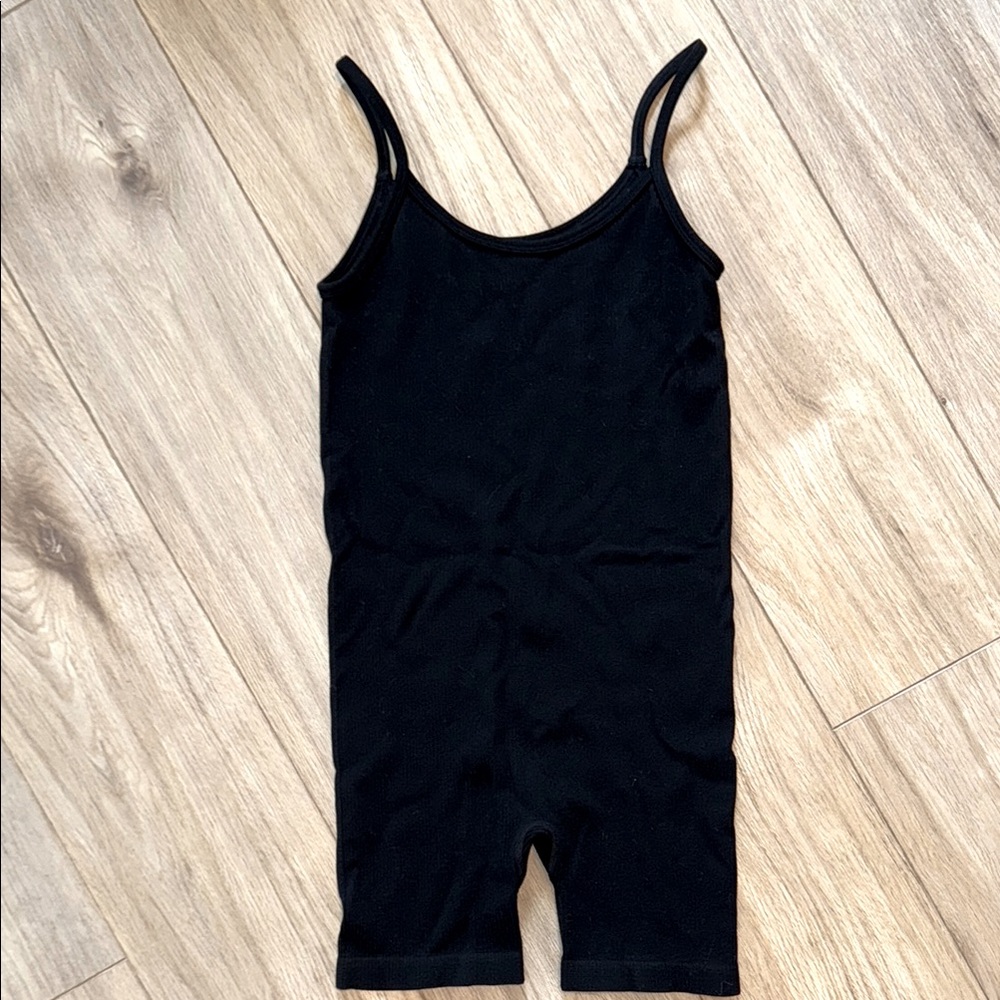 ELODIE Spaghetti Strap Ribbed Athleisure Stretch Athletic Bodysuit Shorts Jumper
